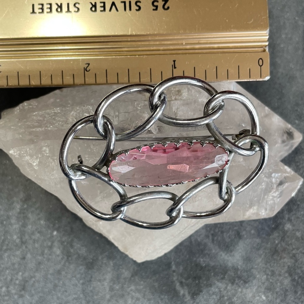 Vintage Art Deco Pink Crystal Brooch - Picture 6 of 10